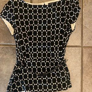 WHBM Black and White top with Belt